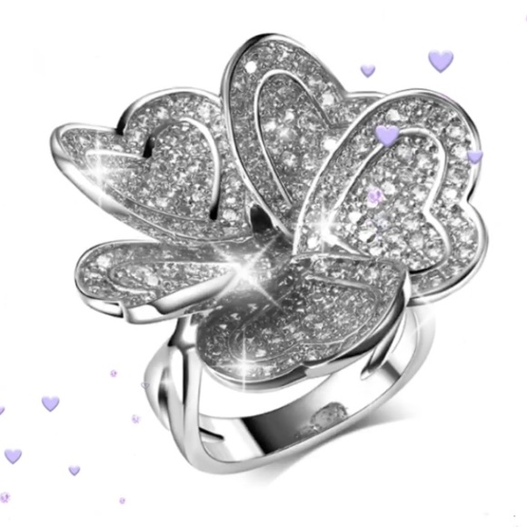 Jewelry - PP AAA CZ Hearts inside Heart Petals 27mm Sz 8.5